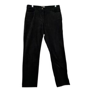 Eileen Fisher Black Velvet Straight Leg Mid Rise Pants Women Size 12 33x29.5